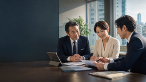 蒲田の中小企業M&A相談で経営者とアドバイザーが打ち合わせる様子