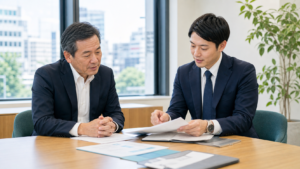 社名非公開でM&A相談を進める経営者とアドバイザー