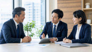 蒲田の中小企業M&A相談で経営者とアドバイザーが打ち合わせる様子